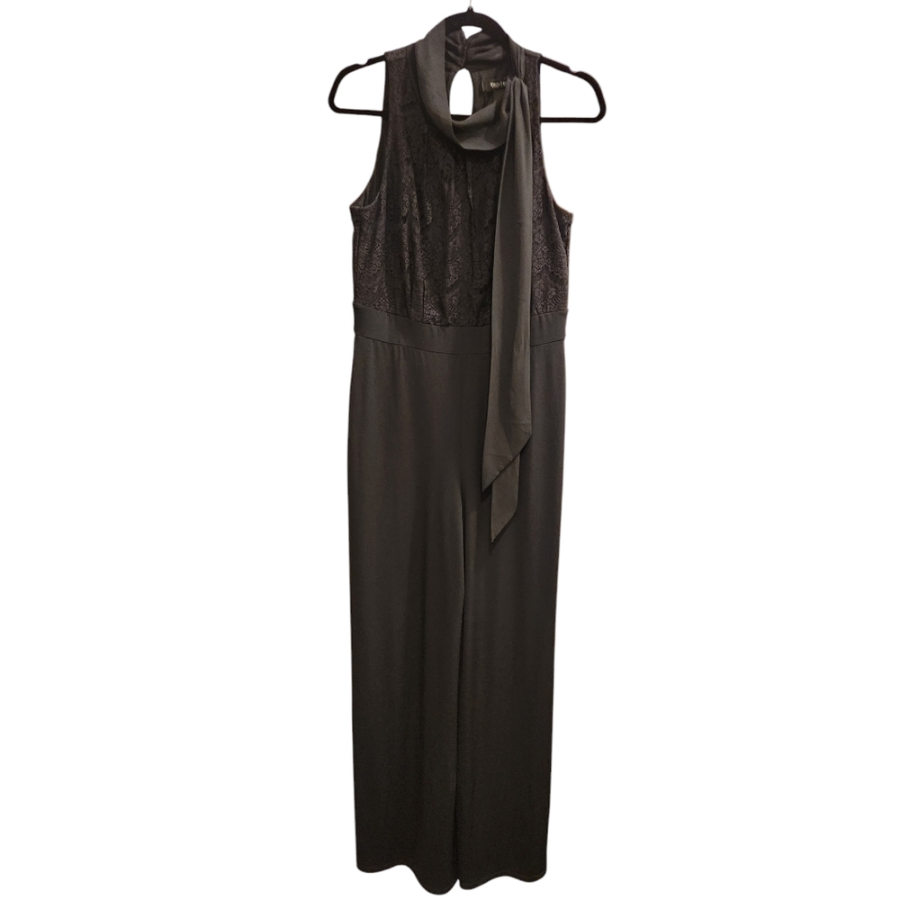 White House Black Market black cut in lace bodice jumpsuit size 8 - Picture 2 of 11